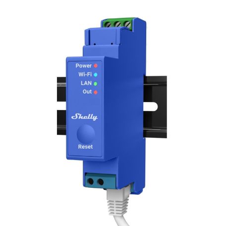 Shelly PRO 1 DIN-sínre szerelhető WiFi + Ethernet kompatibilis, 16A okosrelé, feszültségmentes kapcsolásra is