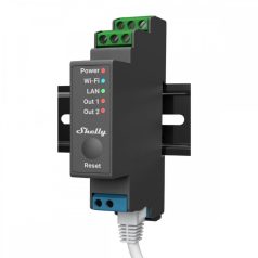   Shelly PRO 2 DIN-sínre szerelhető, 2 áramkörös, WiFi + Ethernet kompatibilis okosrelé, feszültségmentes kapcsolásra is