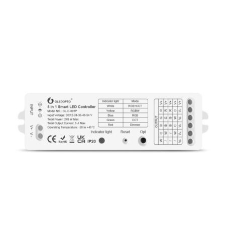 Gledopto Zigbee Pro 5-az-1-ben LED vezérlés (Zigbee+RF) 12V / 24V / 36V / 48V / 54V DC