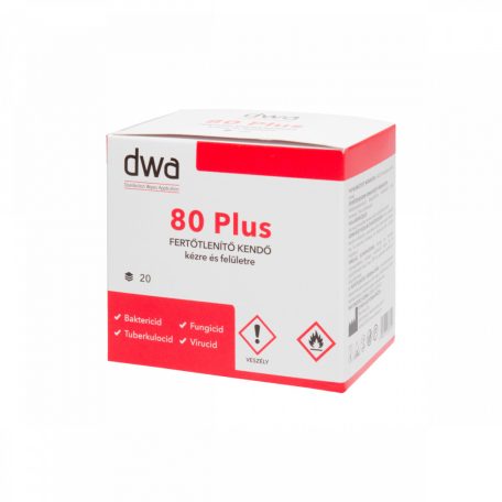 DWA 80 Plus Egylapos fertőtlenítő kendő (20 db/doboz)