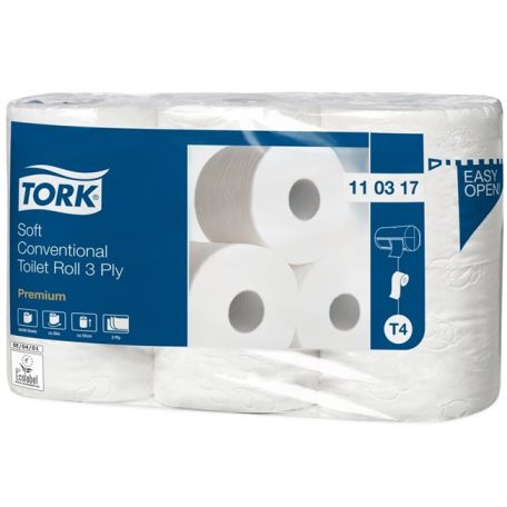 TORK Toalettpapír, T4 rendszer, 3 rétegű, 35 m,  "Premium", extra fehér /csom (6 tek)