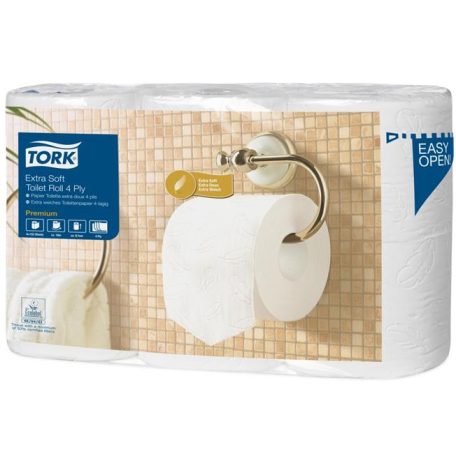 TORK Toalettpapír, T4 rendszer, 4 rétegű, 19,5 m,  "Premium", fehér