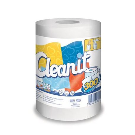 LUCART Törlőkendő, tekercses, univerzális, 2 rétegű, LUCART "CLEANIT 300", fehér