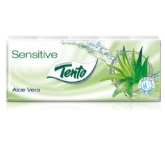   Papír zsebkendő, 3 rétegű, 10x10 db, TENTO "Family", aloe vera