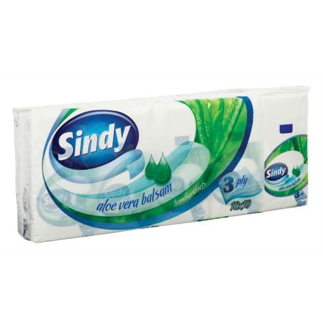 Papír zsebkendő, 3 rétegű, 10x10 db, "Sindy", aloe vera
