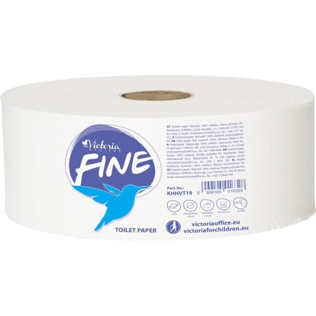 Toalettpapír, 2 rétegű, 19 cm átmérő, VICTORIA "Fine Mini Jumbo", fehér