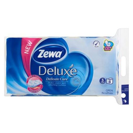 ZEWA Toalettpapír, 3 rétegű, 8 tekercses,  "Deluxe, fehér
