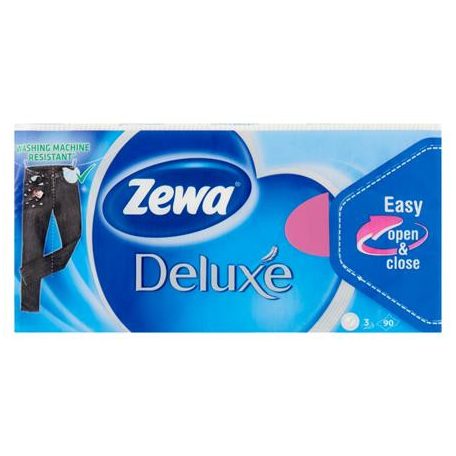 Papír zsebkendő, 3 rétegű, 90 db, ZEWA "Deluxe", illatmentes