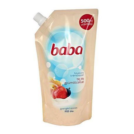 BABA Folyékony szappan utántöltő, 0,5 l, , tej és gyümölcs