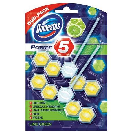 DOMESTOS WC fertőtlenítő, 2 db-os,  "Power 5", lime