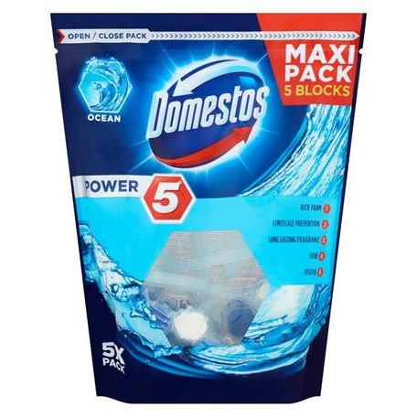 DOMESTOS WC fertőtlenítő, 5x55 g,  "Power 5", óceán