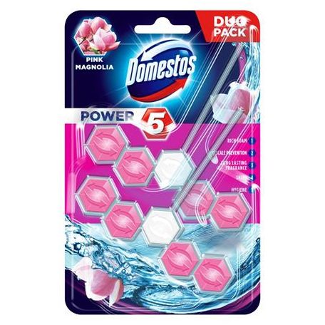 DOMESTOS WC fertőtlenítő, 2x55 g,  "Power 5", pink magnólia