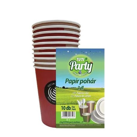 Papír pohár, 3 dl, 10 db, "Tuti party"