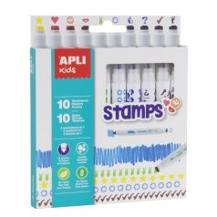   Filctoll készlet, nyomda, APLI "Duo Stamps", 10 különböző szín és minta