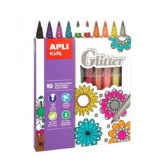   Filctoll készlet, 3,8 mm, csillámos, APLI "Kids Glitter", 10 különböző szín