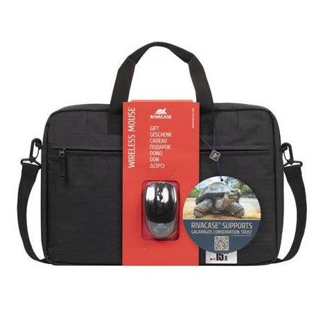 Notebook táska, 15,6", vezeték nélküli egérrel, RIVACASE "Regent 8038", fekete