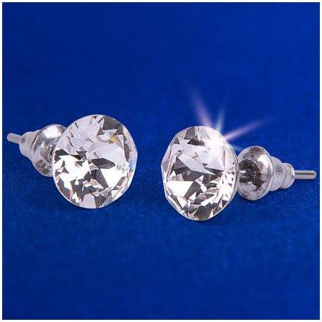 Fülbevaló, natúr fehér SWAROVSKI® kristállyal, 8mm, ART CRYSTELLA®