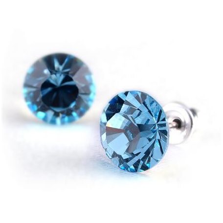 Fülbevaló, aquakék SWAROVSKI® kristállyal, 8mm, ART CRYSTELLA®