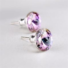   Fülbevaló, ametiszt lila SWAROVSKI® kristállyal, csúcsos, 8mm, ART CRYSTELLA®