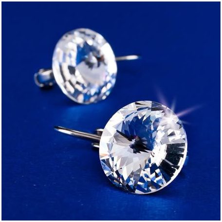 Fülbevaló, francia kapcsos, natúr fehér, SWAROVSKI® kristállyal, 12 mm, ART CRYSTELLA®