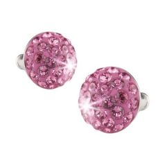   Fülbevaló, félgömb, rózsaszín, SWAROVSKI® kristállyal, 10mm, ART CRYSTELLA®