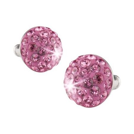 Fülbevaló, félgömb, rózsaszín, SWAROVSKI® kristállyal, 10mm, ART CRYSTELLA®