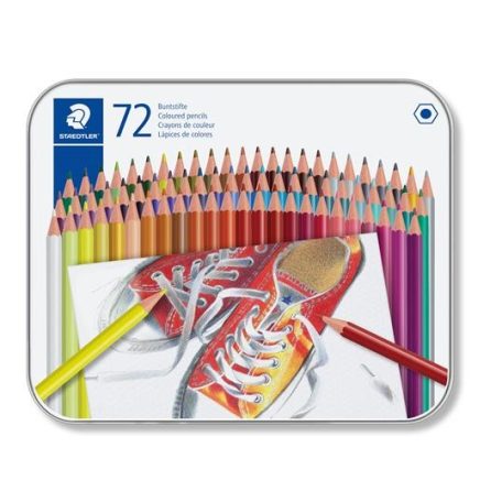Színes ceruza készlet, hatszögletű, fém dobozban, STAEDTLER "175", 72 különböző szín